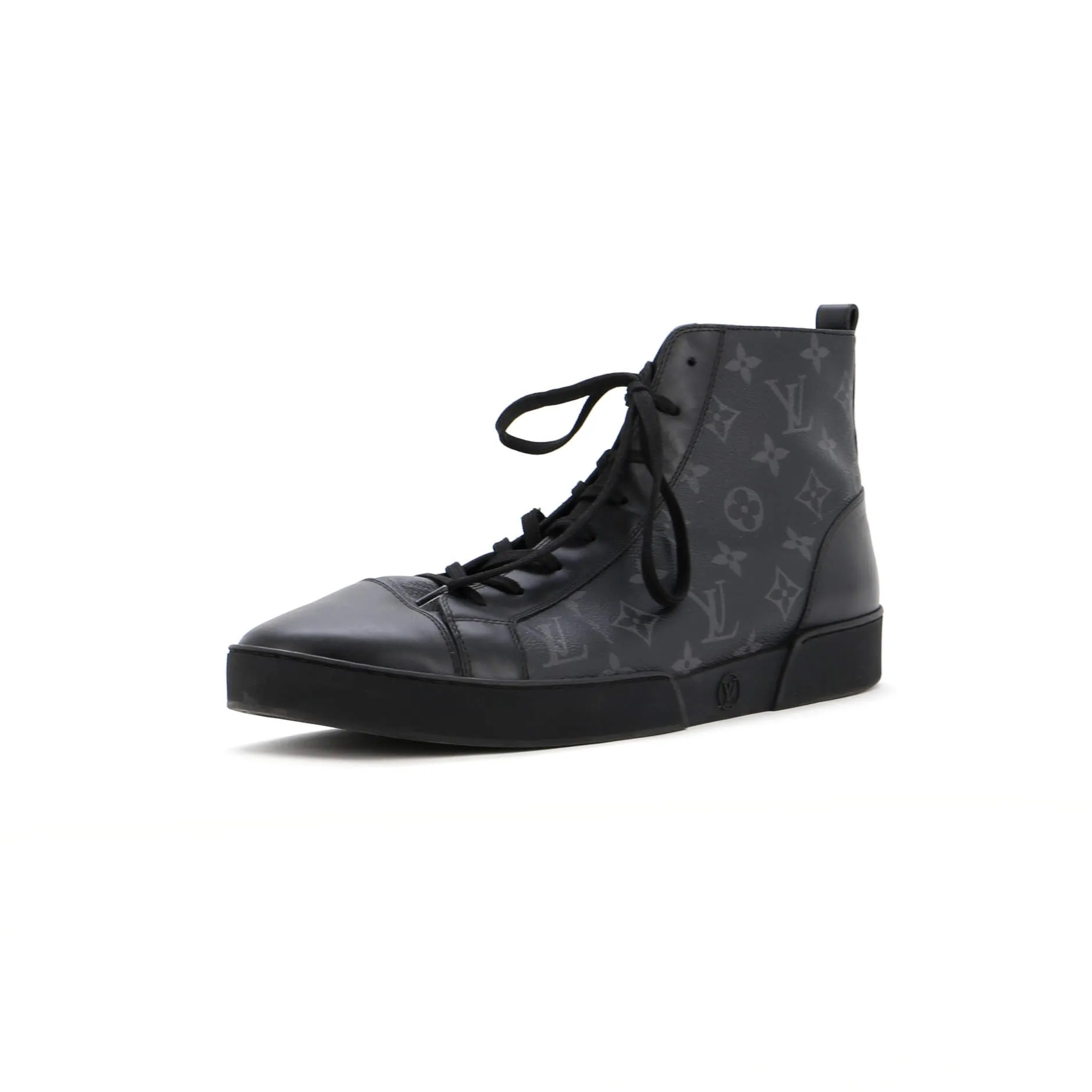 Stylish Details Louis Vuitton Men's Match Up High-Top Sneakers Monogram Eclipse Canvas