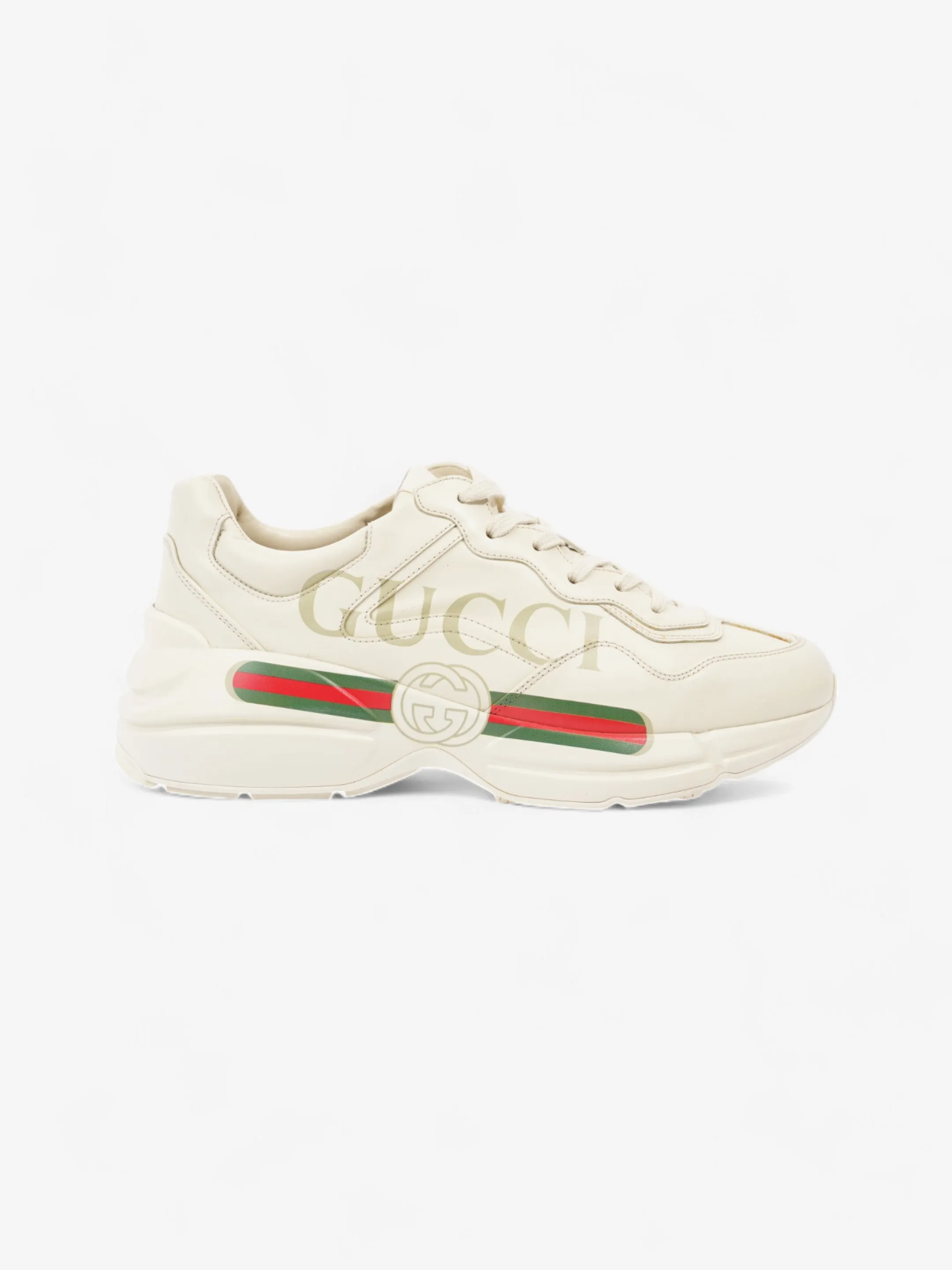 Supportive Gucci Rhyton Sneakers Beige  / Red / Green Leather EU 42.5 UK 8.5