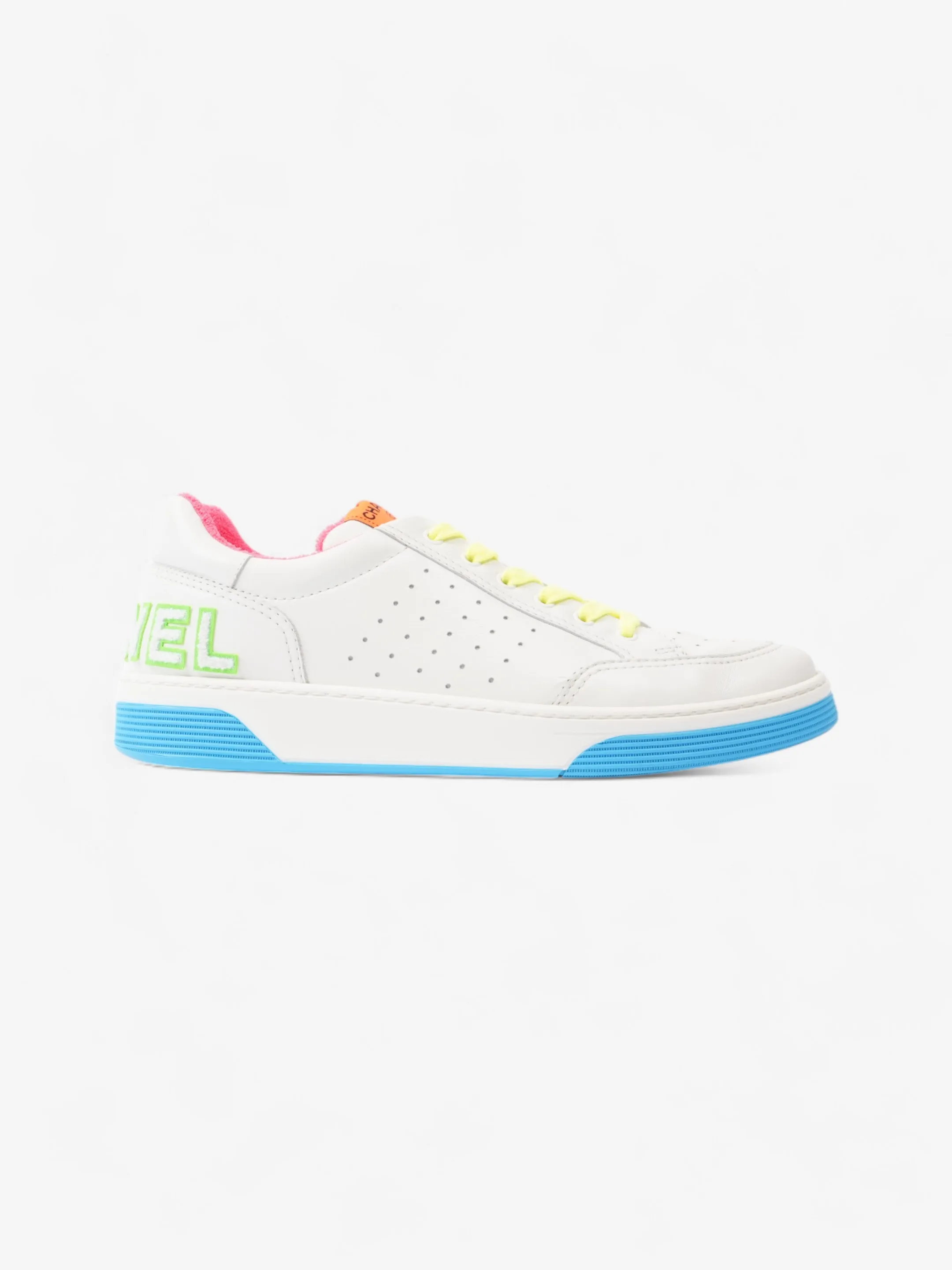 Supportive structure Chanel Logo Sneakers White  / Green / Blue Leather EU 46 UK 12