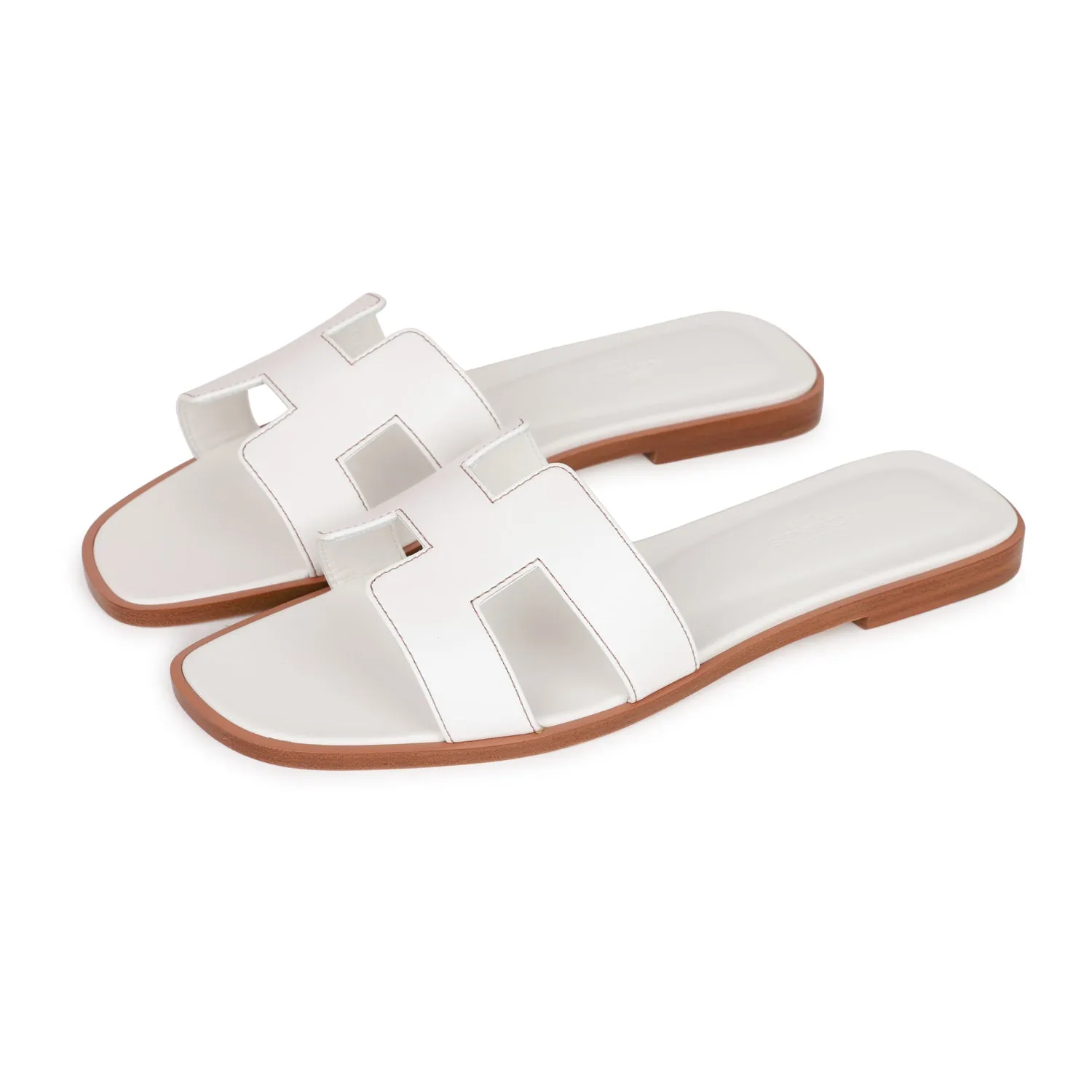 Supportive Walking Shoes Hermes Oran Sandals White Box Calfskin 38
