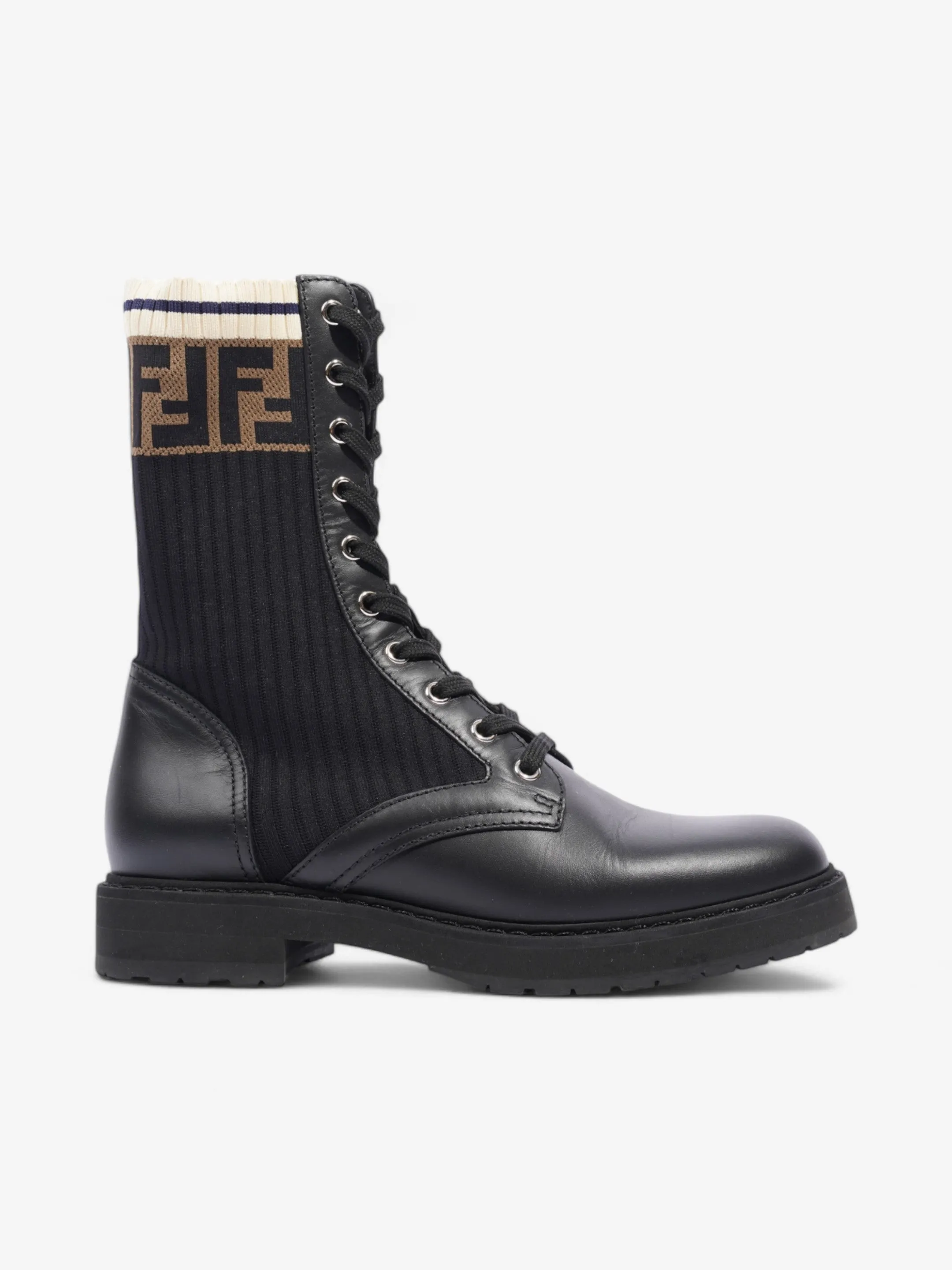 Thermal Lining Fendi Rockoko Boots Black / Brown Leather EU 38 UK 5