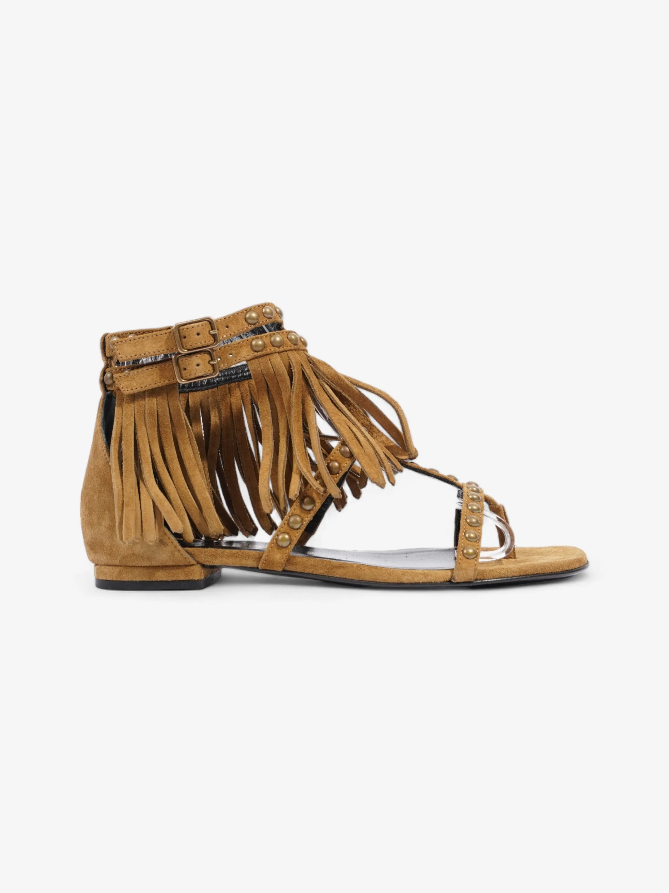 Thin Sole Saint Laurent Tassel Sandals Brown Suede EU 35.5 UK 2.5