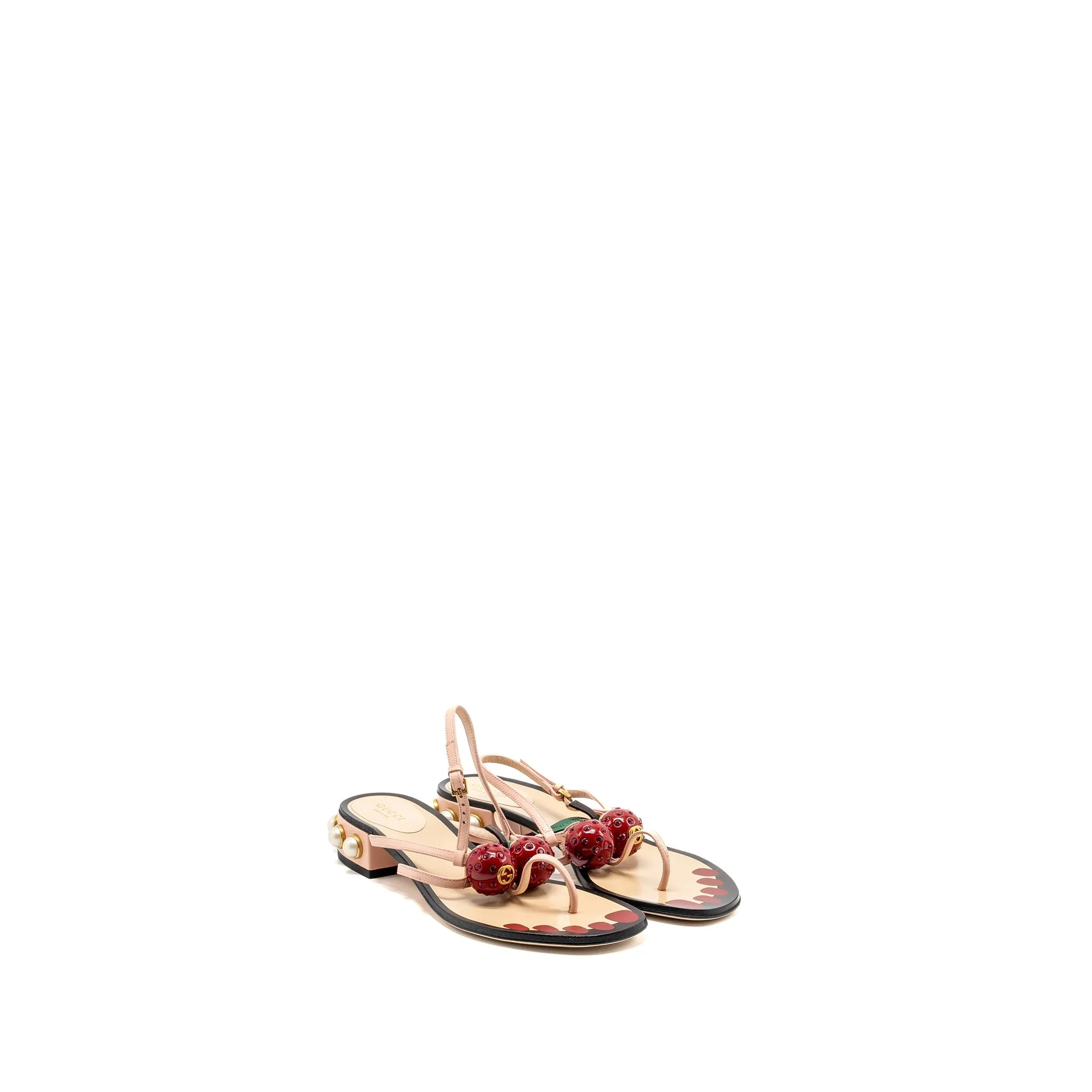 Trendy Sandal Shoes Gucci Size 36.5 hatsumomo Cherry-Embellished Sandal Multicolour