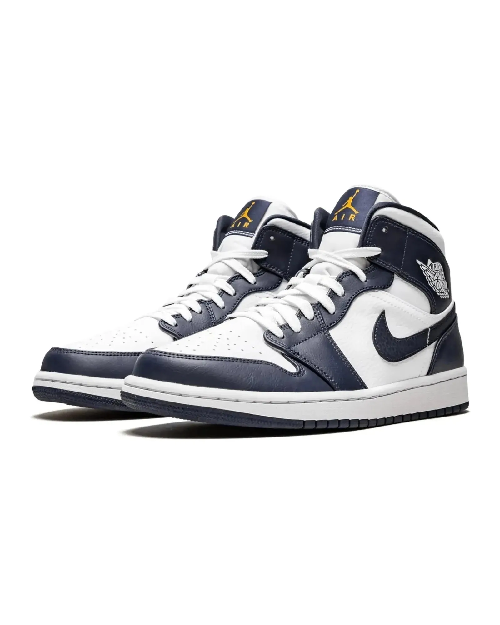 True Motion Nike Air Jordan 1 Mid White Metallic Gold Obsidian