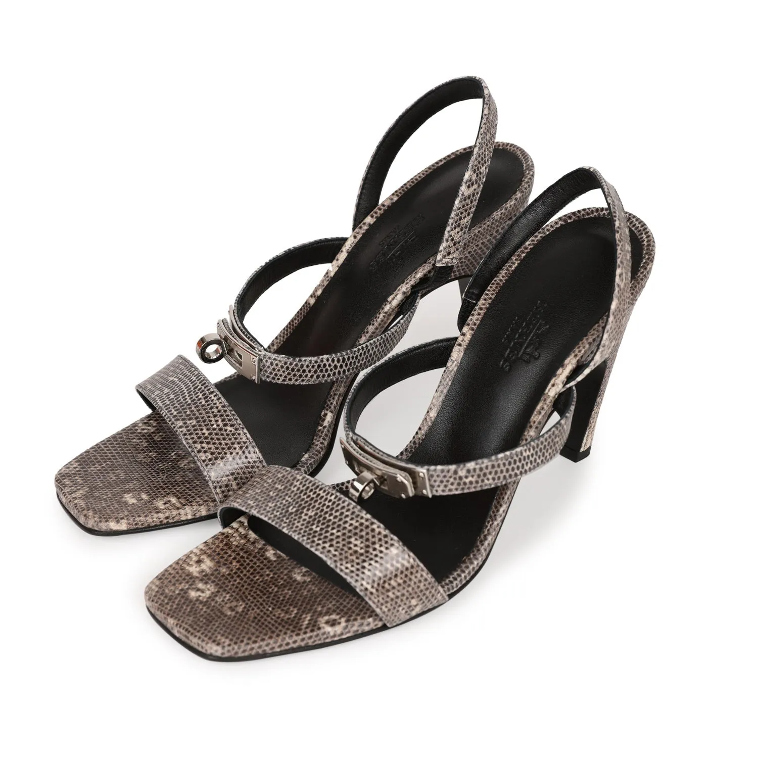 Turbo Dry Hermes Glamour 95 Sandals Ombre Lizard Palladium Hardware 38 EU
