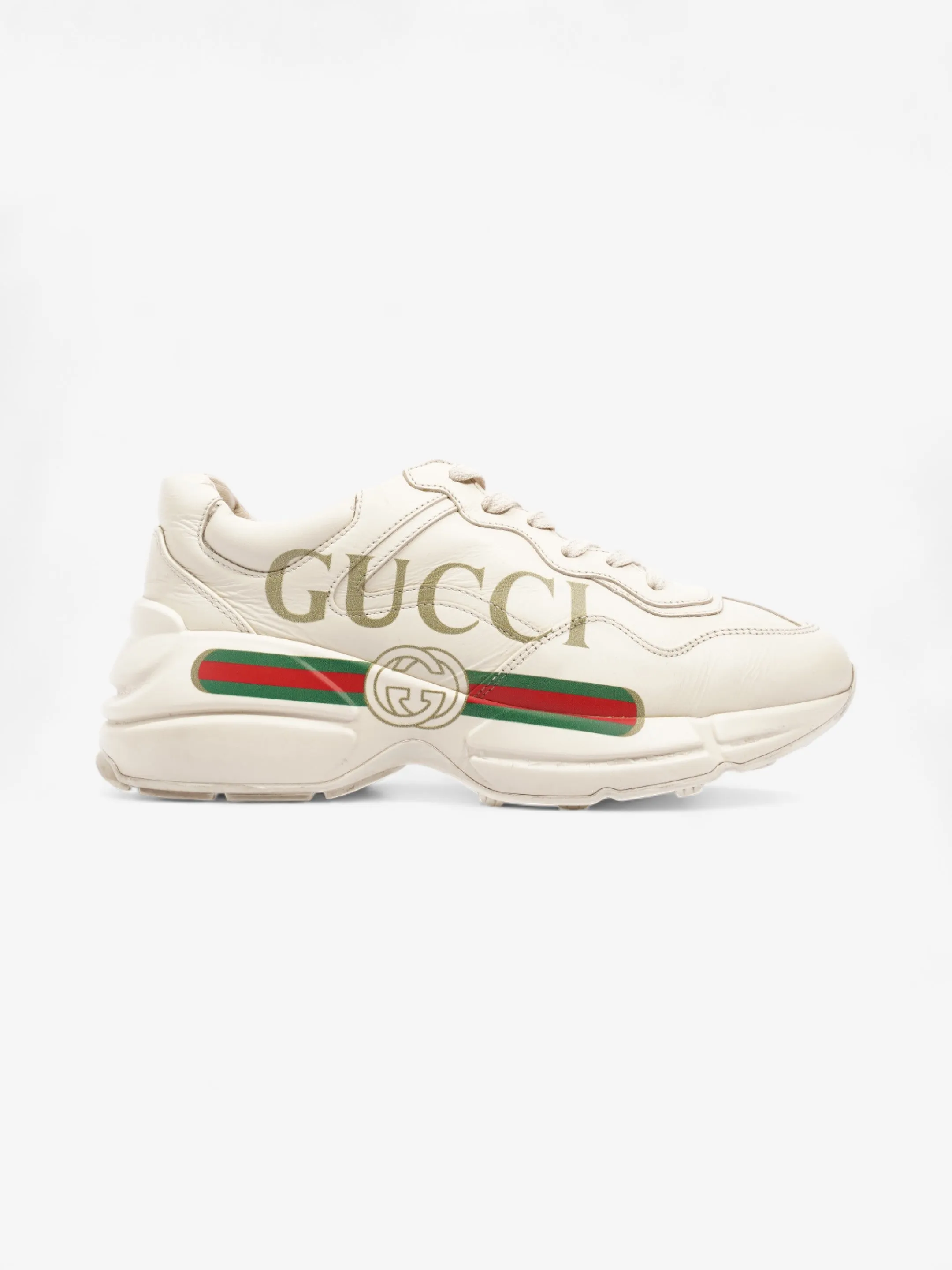 Upgraded cushioning Gucci Rython Sneakers Beige / Green / Red Leather EU 38 UK 5