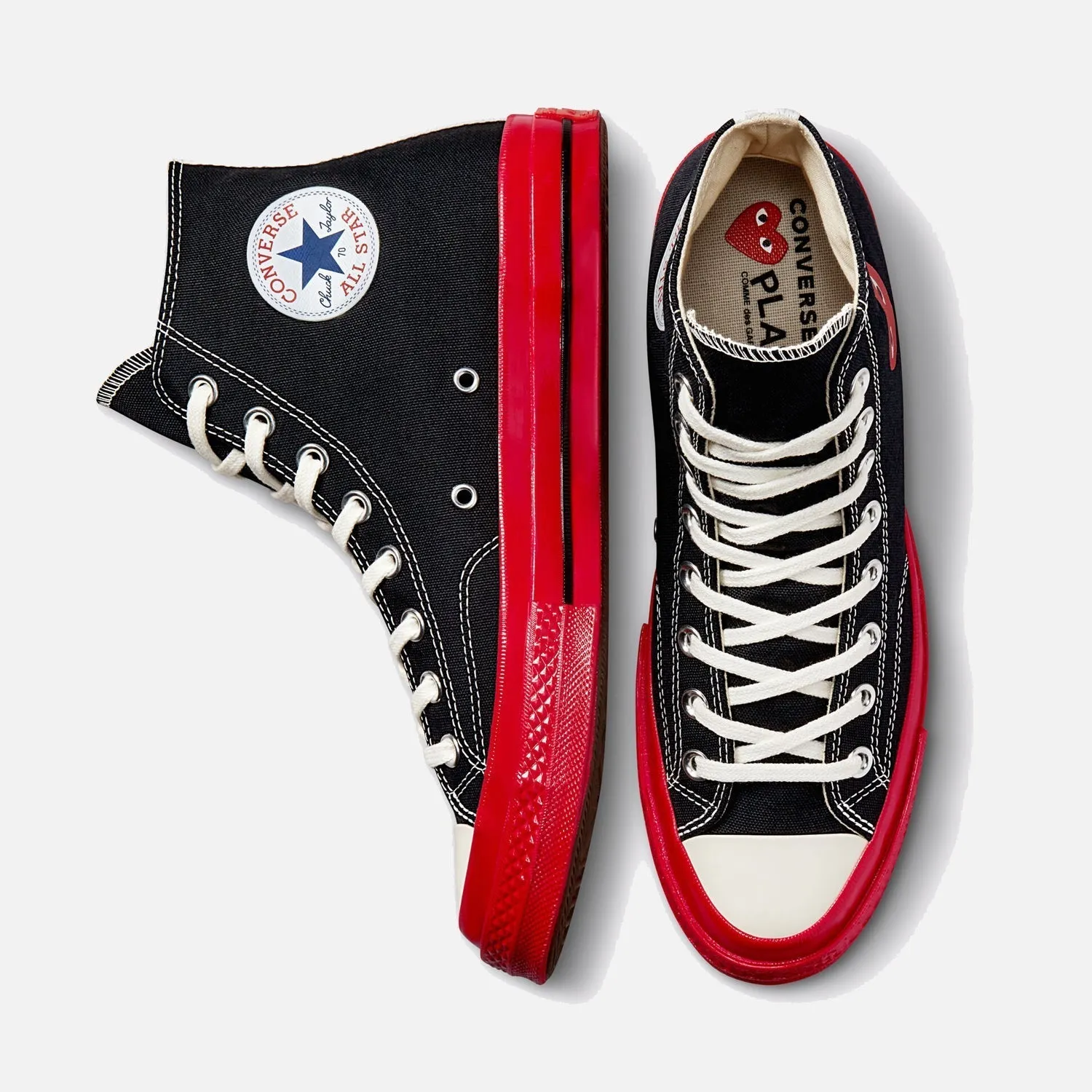 Versatile Converse x Comme Des Garcons Heart Hi chuck 70 Black Red - CDG Trainers