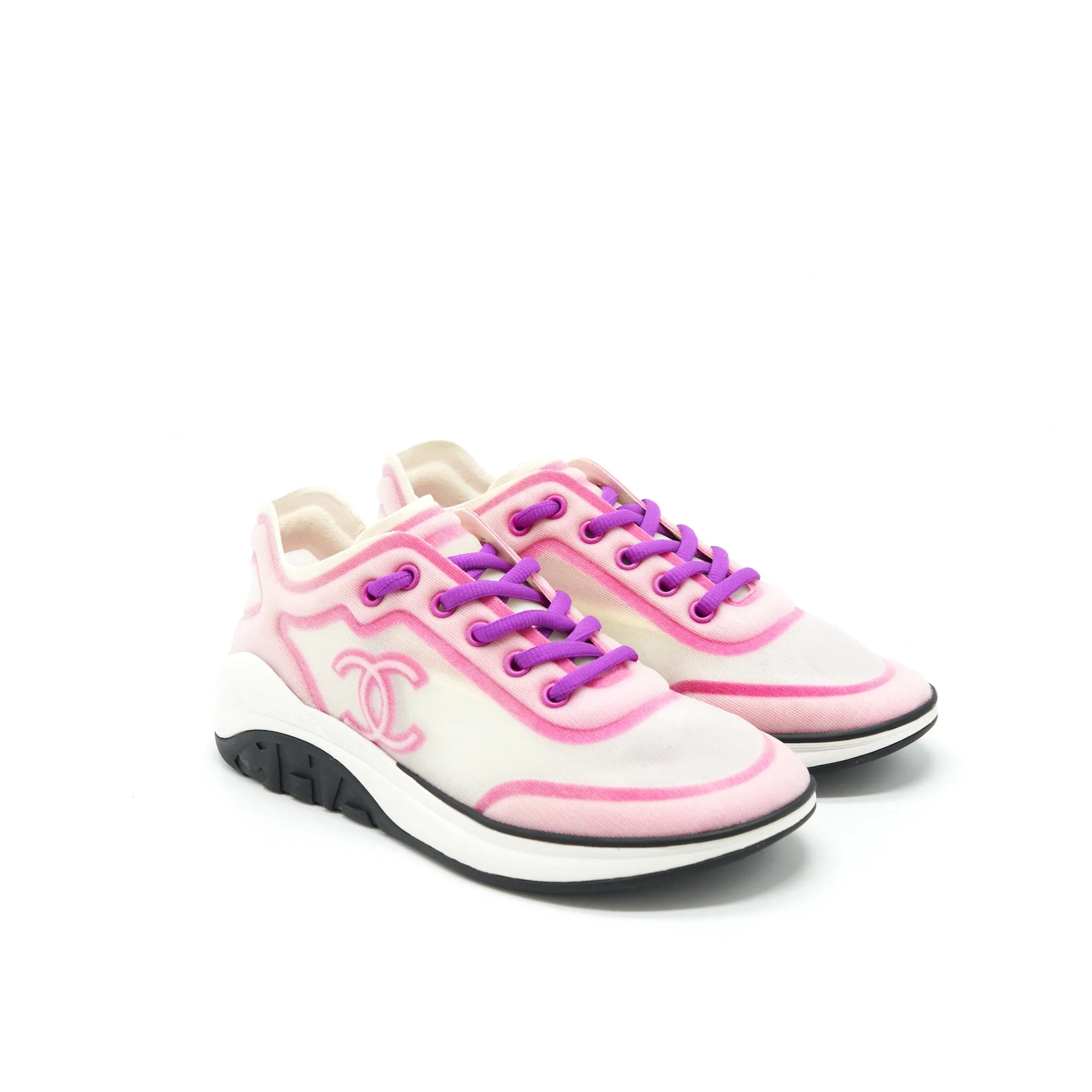 Versatile Design Chanel Size 38 CC Logo Sneaker Pink/Purple/White
