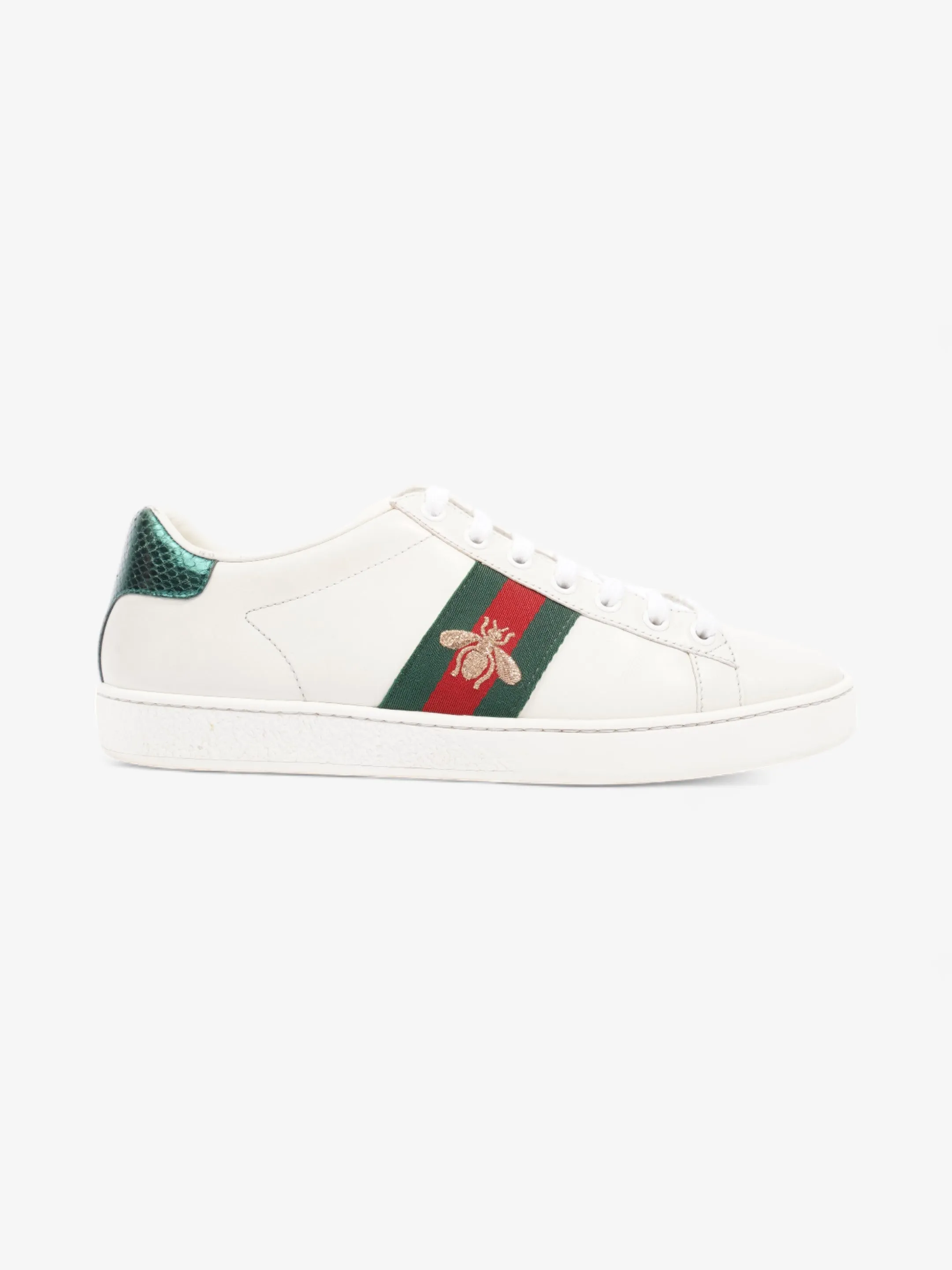 Versatile Performance Gucci Ace Embroidered Bee Sneakers White / Green / Red Leather EU 38 UK 5