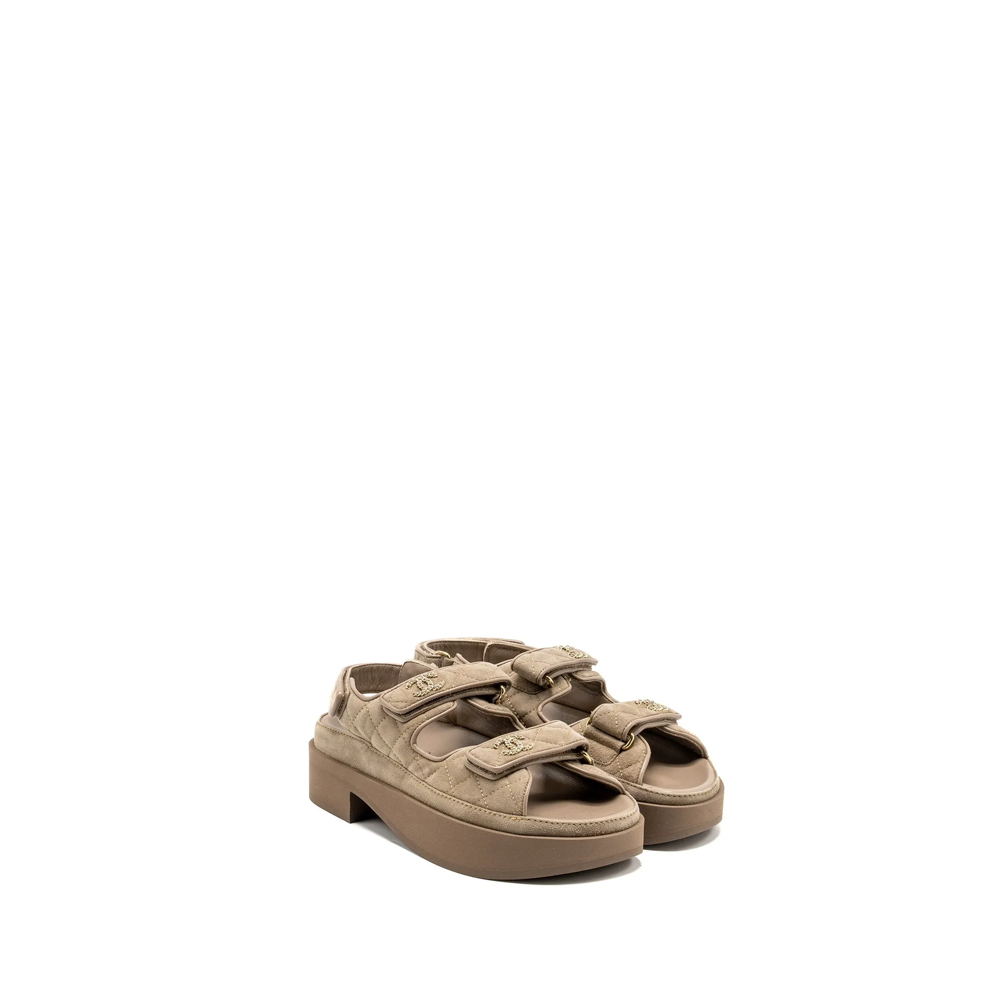 Walking Ease Chanel Size 38 23P Dad Sandals Suede Grey