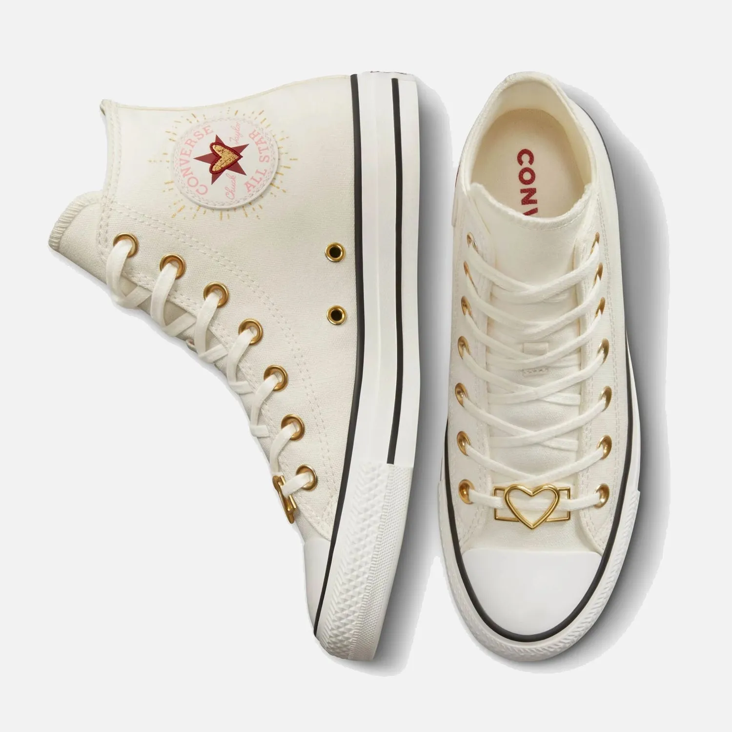Women's Converse Chuck Taylor Hi Vintage White Hearts High Responsiveness