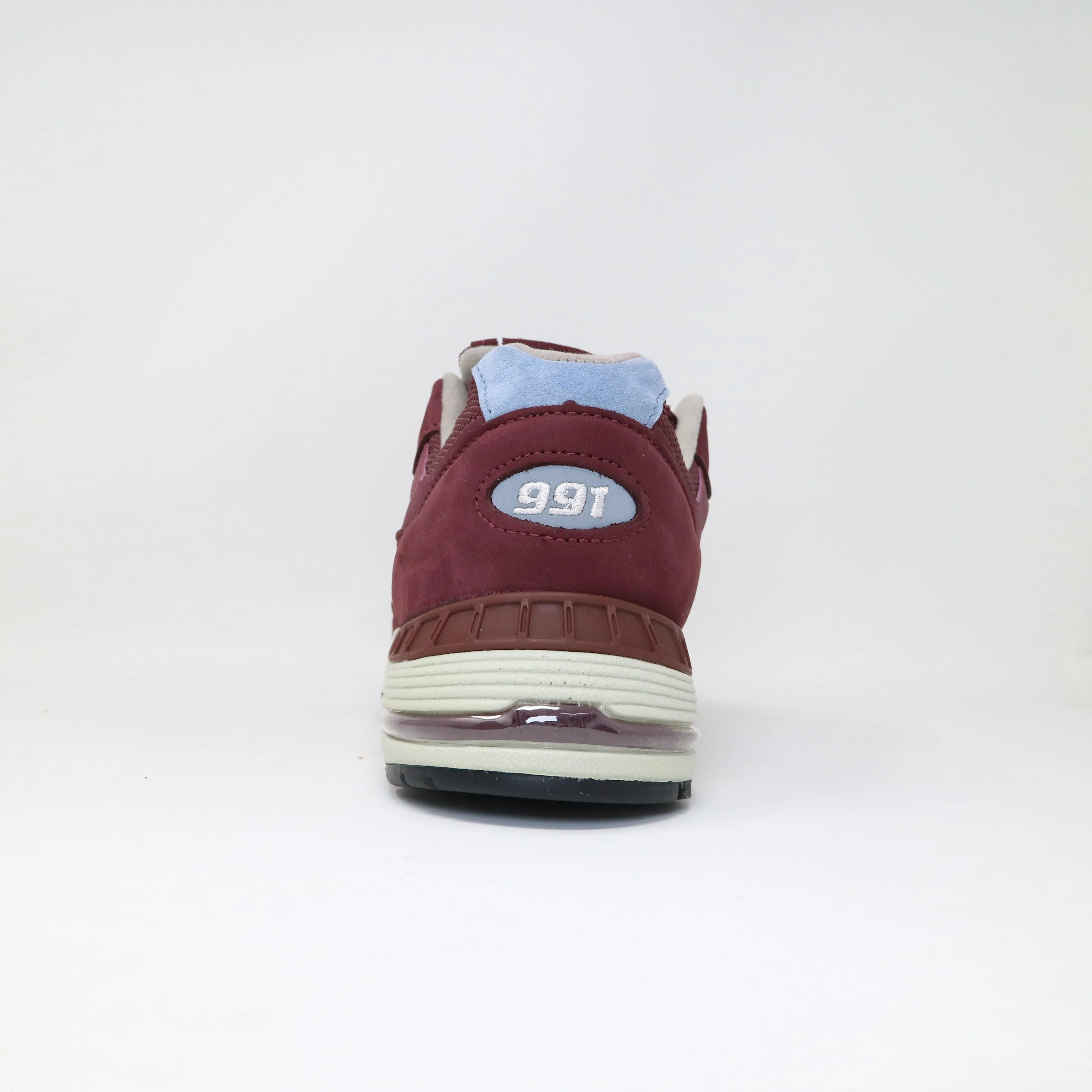 Women's New Balance 991 BBL - Burgundy Shock Mitigation
