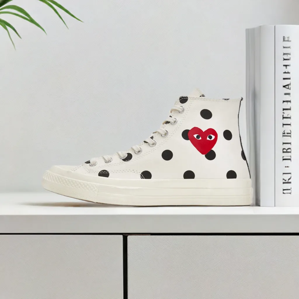 Zebra-Print Converse x CDG Comme Des Garcons Heart Polka Dot Hi chuck 70 Milk